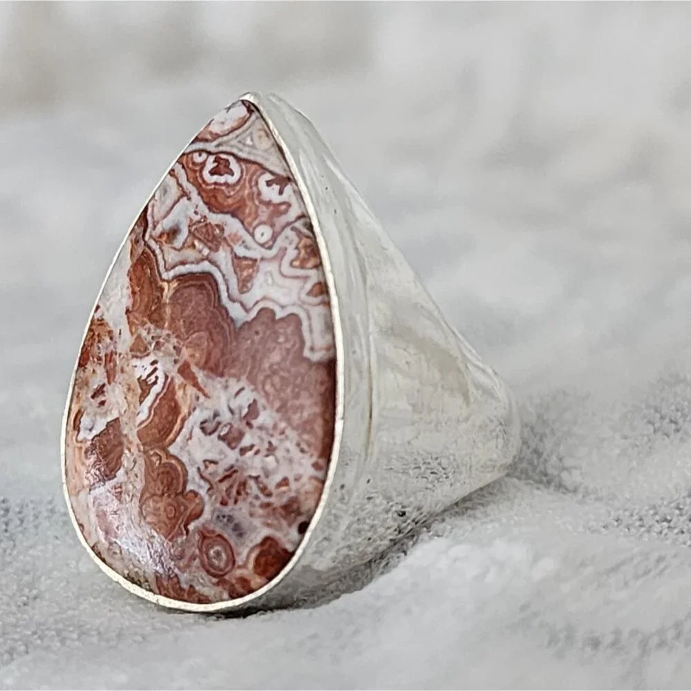 Unisex Gemstone Ring! Size 9 3/4! Rhyolite Hand Crafted Gemstone Ring